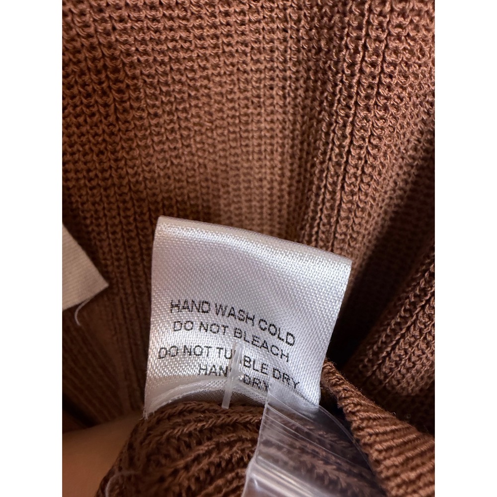 Miou Muse Sweet Peach Knit Vest Cocoa Brown Button Front Cropped Top L T2797ST - Picture 6 of 7